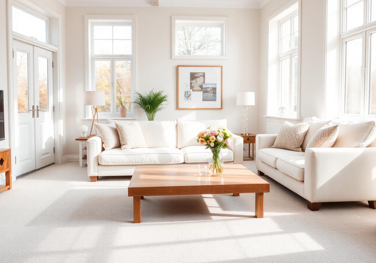 Spotless, sun-lit family living room in Poole after a professional clean
